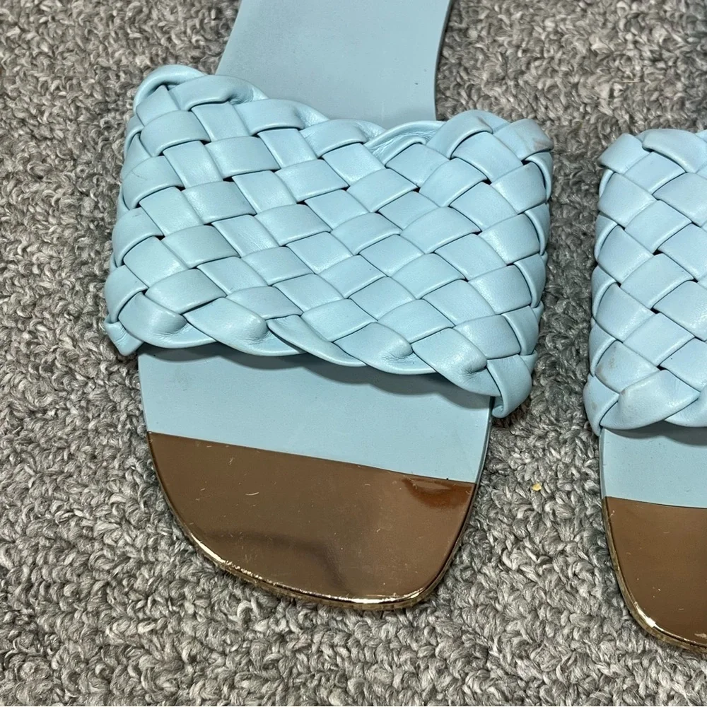 Tahari Woven Slide Sandals Womens Size 8.5 Tristina Aqua Shoes - Picture 2 of 6